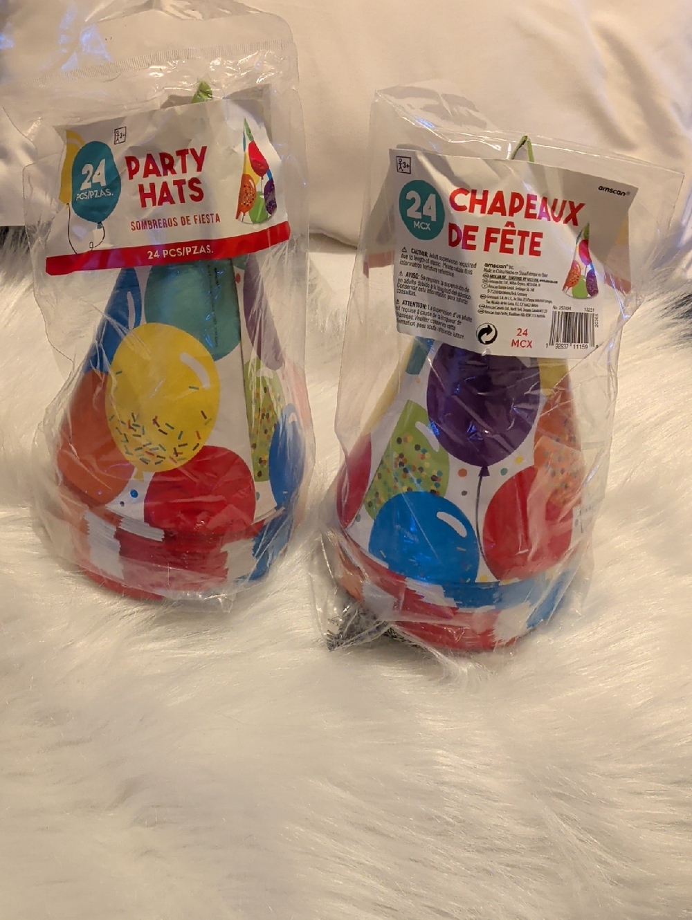 Amscan Multicolor Balloon Print Party Cone Hats - Pack of 24